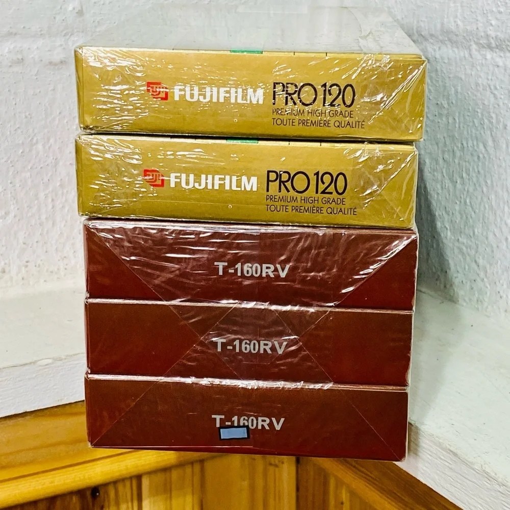 Vintage New in Package Five VHS Blank Video Tapes Fujifilm and TDK
